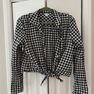 J. Crew Black and White Plaid Shirt